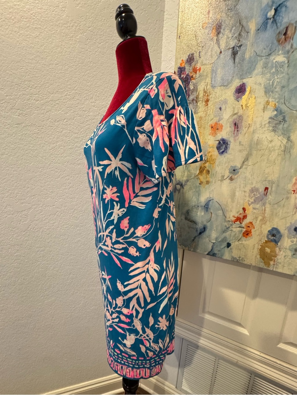 Lilly Pulitzer Sz M Marah Dress Tidal Wave It’s Prime Time Teal & Pink Tropical - Picture 4 of 11